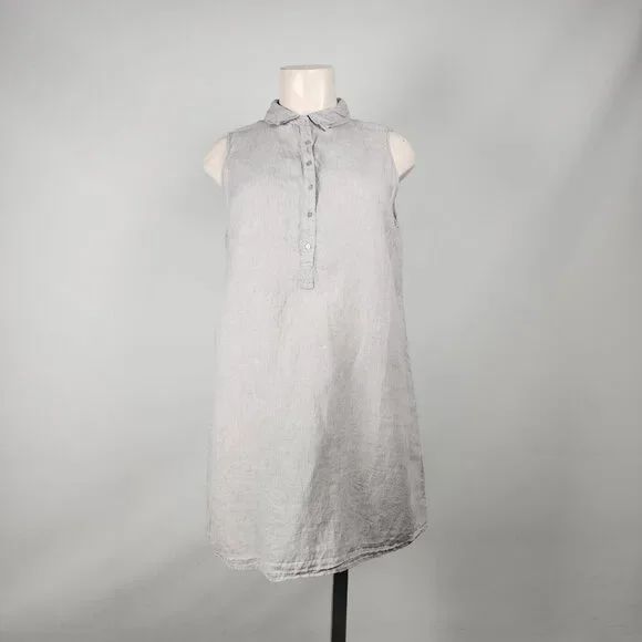 Tahari Grey Linen Sleeveless Collared Dress Dress Size 2X - Picture 1 of 9